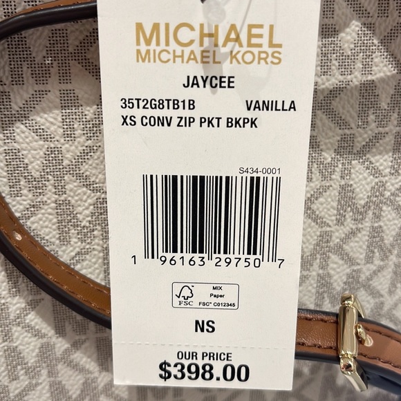 Michael Kors Ladies Backpack Bag Jaycee XS Conv Zip Backpack Vanilla - Picture 13 of 16